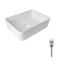 Комплект Qtap Tern: Раковина накладная прямоугольная 475х370х140 мм White + Донный клапан PU02