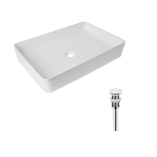 Комплект Qtap Tern: Раковина накладная прямоугольная 600x405x110 мм WHITE + Донный клапан PU02