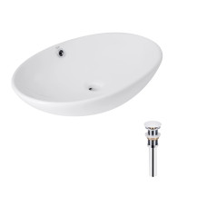 Комплект Qtap Dove: Раковина накладная овальная 625x415x150 мм White + Донный клапан PU02O