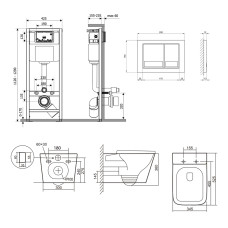 Готове рішення Qtap для ванної кімнати: підвісний унітаз Tern Ultra Quiet 525x345x360 + комплект інсталяції Nest 4 в 1 (квадратна клавіша Satin)