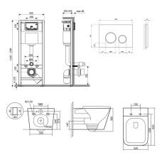 Готове рішення Qtap для ванної кімнати: підвісний унітаз Tern Ultra Quiet 525x345x360 + комплект інсталяції Nest 4 в 1 (кругла клавіша Chrome)