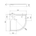 Lidz Душевой поддон KAPIELKA ST80x80x14 низкий, полукруглый, диаметр слива 52 мм