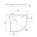 Душевой поддон Kapielka ST90x90x14 низкий, полукруглый, диаметр слива 52 мм Lidz