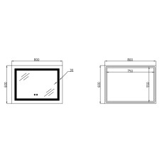 Зеркало Lidz Kubis 800х600 с LED-подсветкой Touch, с антизапотеванием, с диммером, рег. яркости LD78LF9047400