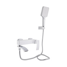 Смеситель для ванны Qtap Swan Cascada с поворотным изливом (c душевым гарнитуром) QTSWA260CRW45569 Chrome/White