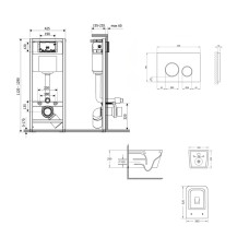 Готовое решение Qtap для ванной комнаты: подвесной унитаз Crow Ultra Quiet 520×360×290 + комплект инсталляции Nest 4 в 1 (круглая клавиша Satin)