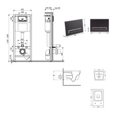 Готовое решение Qtap для ванной комнаты: подвесной унитаз Crow Ultra Quiet 520×360×290 + комплект инсталляции Nest 4 в 1 (линейная клавиша Matt Black)