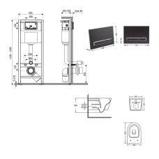 Готовое решение Qtap для ванной комнаты: подвесной унитаз Swan Ultra Quiet 520×360×320 + комплект инсталляции Nest 4 в 1 (линейная клавиша Matt Black)
