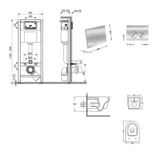 Готове рішення Qtap для ванної кімнати: підвісний унітаз Swan Ultra Quiet 520x360x320 + комплект інсталяції Nest 4 в 1 (кругла клавіша Chrome)