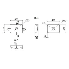 Раковина накладна Qtap Tern 480x370x135 мм, Beige, прямокутна, з донним клапаном QT17116069SB