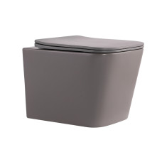 Унітаз підвісний Tern Ultra Quiet 490×365×325 мм, Stone Grey, з сидінням Slim Duroplast / Soft-close / Quick Release QT17332303ASSG Qtap