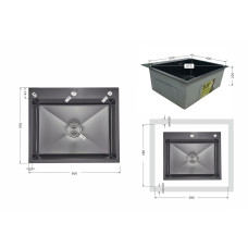 Lidz Handmade H6050HB Мойка для кухни интегрированная Decor Black PVD Honeycomb 2,5/0,5 мм LDH6050BDECPVD48371
