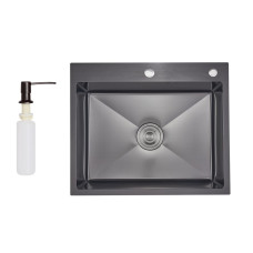 Lidz Handmade H6050HB Мойка для кухни интегрированная Decor Black PVD Honeycomb 2,5/0,5 мм LDH6050BDECPVD48371