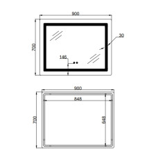 Зеркало Lidz Kubis (KU2) 900х700 с LED-подсветкой Touch, с антизапотеванием, с диммером, рег. яркости LD78LF904907048452