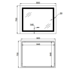 Зеркало Lidz Kubis (KU1) 900х700 с LED-подсветкой Touch, с антизапотеванием, с диммером, рег. яркости LD78LF904907048451