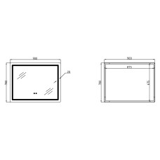 Зеркало Qtap Mideya (MI2) 900х700 с LED-подсветкой Touch, с антизапотеванием, с диммером, рег. яркости QT2078NCF9070