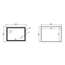 Зеркало Qtap Cardinal (CA1) 800х600 с LED-подсветкой Touch, с антизапотеванием, с диммером, рег. темп. цвета (3000-6500K) QT0478C8060