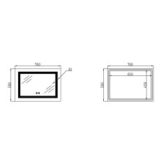 Зеркало Lidz Kubis (KU1) 700х500 с LED-подсветкой Touch, с антизапотеванием, с диммером, рег. яркости LD78LF90448485