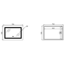 Зеркало Lidz Kubis (KU2) 700х500 с LED-подсветкой Touch, с антизапотеванием, с диммером, рег. яркости LD78LF90448486