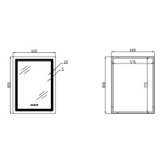 Зеркало Qtap Cardinal (CA2) 600х800 с LED-подсветкой Touch, с антизапотеванием, с диммером, рег. темп. цвета (3000-6500K) QT0478C608048453