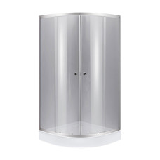 Lidz Набор: Душевая кабина Latwa SC90x90.SAT.LOW.DGR, полукруглая, стекло тонированное 4 мм + Душевой поддон Kapielka ST90x90x14