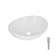 Раковина накладна Qtap Dove 415x340x140 мм, Marble, овальна, з донним клапаном QTDOV188SB49785