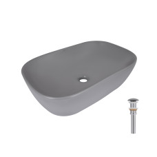Раковина накладна Qtap Robin 600x390x150 мм, Stone grey, прямокутна, з донним клапаном QTROB188SG49786 Раковина накладна Qtap Robin 600x390x150 мм, Stone grey, прямокутна, з донним клапаном QTROB188SG49786