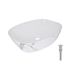 Раковина накладна Qtap Cardinal 500х380х140 мм, Marble, прямокутна, з донним клапаном QTCAR188MR49826 Раковина накладна Qtap Cardinal 500х380х140 мм, Marble, прямокутна, з донним клапаном QTCAR188MR49826