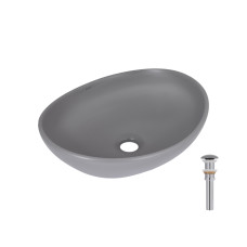 Раковина накладна Qtap Dove 415x340x140 мм, Stone grey, овальна, з донним клапаном QTDOV188SG49783 Раковина накладна Qtap Dove 415x340x140 мм, Stone grey, овальна, з донним клапаном QTDOV188SG49783