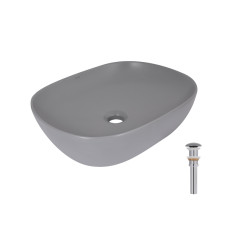 Раковина накладна Qtap Aquarius 470x380x120 мм, Stone grey, прямокутна, з донним клапаном QTAQA188SG49780 Раковина накладна Qtap Aquarius 470x380x120 мм, Stone grey, прямокутна, з донним клапаном QTAQA188SG49780