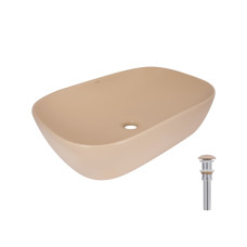 Раковина накладна Qtap Robin 600x390x150 мм, Beige, прямокутна, з донним клапаном QTROB188SB49787 Раковина накладна Qtap Robin 600x390x150 мм, Beige, прямокутна, з донним клапаном QTROB188SB49787