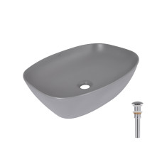 Раковина накладна Qtap Cardinal 500х380х140 мм, Stone grey, прямокутна, з донним клапаном QTCAR188SG49824 Раковина накладна Qtap Cardinal 500х380х140 мм, Stone grey, прямокутна, з донним клапаном QTCAR188SG49824