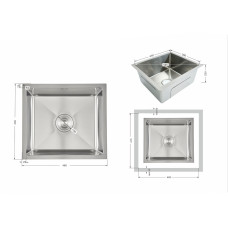 Мойка для кухни интегрированная под столешницу Lidz Handmade H4843 Brushed Steel 3,0/1,0 мм LDH4843BRU49441