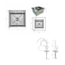 Акційний набір Lidz: мийка H5050H інтегрована Decor Honeycomb 2,5/0,5 мм LDH5050DEC48365 + Змішувач Aria для кухні з гнучким виливом (k35) Grey