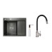 Акционный набор Lidz: мойка H6350BR интегрированная крыло справа Brushed Black PVD 3,0/1,0 мм + Смеситель Aria для кухни с гибким изливом (k35) Black Акционный набор Lidz: мойка H6350BR интегрированная крыло справа Brushed Black PVD 3,0/1,0 мм + Смеситель Aria для кухни с гибким изливом (k35) Black