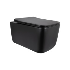 Унітаз підвісний Qtap Gemini Ultra Quiet 485×340×350 мм, Matt Black, з сидінням Slim Duroplast / Soft-close / Quick Release QTGEM28BLM50505 Унітаз підвісний Qtap Gemini Ultra Quiet 485×340×350 мм, Matt Black, з сидінням Slim Duroplast / Soft-close / Quick Release QTGEM28BLM50505