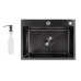 Мойка для кухни интегрированная Lidz Handmade H5843B Brushed Black PVD 3,0/1,0 мм LDH5843BRUBLM49443