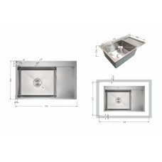 Мойка для кухни интегрированная Lidz Handmade Max 500 H7849R Brushed Steel, 3,0/1,0 мм, крыло справа, увеличенная чаша LDH7849RBRU49464 Мойка для кухни интегрированная Lidz Handmade Max 500 H7849R Brushed Steel, 3,0/1,0 мм, крыло справа, увеличенная чаша LDH7849RBRU49464