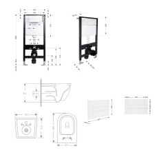 Готовое решение Qtap для ванной комнаты: подвесной унитаз Jay Rimless 485x360x320 + комплект инсталляции Standard (линейная кнопка White)
