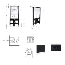 Готове рішення Qtap для ванної кімнати: підвісний унітаз Jay Ultra Quiet 520x360x320 + комплект інсталяції Standard (лінійна клавіша Black)