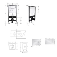 Готове рішення Qtap для ванної кімнати: підвісний унітаз Crow Rimless 485x340x330 + комплект інсталяції Standard (лінійна клавіша Chrome)