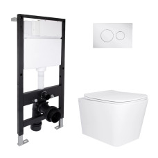 Готове рішення Qtap для ванної кімнати: підвісний унітаз Tern Ultra Quiet 525x345x360 + комплект інсталяції Standard (кругла клавіша Chrome)