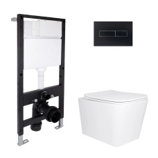 Готове рішення Qtap для ванної кімнати: підвісний унітаз Tern Ultra Quiet 525x345x360 + комплект інсталяції Standard (лінійна клавіша Black)