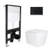 Готовое решение Qtap для ванной комнаты: подвесной унитаз Tern Ultra Quiet 525x345x360 + комплект инсталляции Standard (линейная кнопка Black)