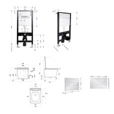 Готове рішення Qtap для ванної кімнати: підвісний унітаз Tern Ultra Quiet 525x345x360 + комплект інсталяції Standard (лінійна клавіша Chrome)