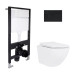 Готовое решение Qtap для ванной комнаты: подвесной унитаз Jay Rimless 485x360x320 + комплект инсталляции Standard (круглая кнопка Black)