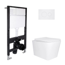 Готове рішення Qtap для ванної кімнати: підвісний унітаз Tern Ultra Quiet 525x345x360 + комплект інсталяції Standard (кругла клавіша White)