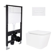 Готове рішення Qtap для ванної кімнати: підвісний унітаз Crow Rimless 485x340x330 + комплект інсталяції Standard (лінійна клавіша White)