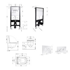 Готове рішення Qtap для ванної кімнати: підвісний унітаз Crow Ultra Quiet 485x340x290 + комплект інсталяції Standard (кругла клавіша Chrome)