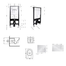 Готове рішення Qtap для ванної кімнати: підвісний унітаз Jay Ultra Quiet 520x360x320 + комплект інсталяції Standard (лінійна клавіша Chrome)